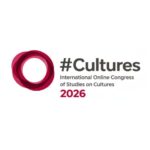 Logotipo oficial de #Cultures 2026, Congreso Internacional en línea de Estudios sobre Culturas, que presenta un símbolo circular en tonos burdeos y rosa.