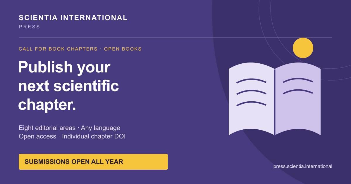 Scientia International Open Books: capítulos de livros científicos em oito áreas editoriais, com inscrições abertas durante todo o ano.
