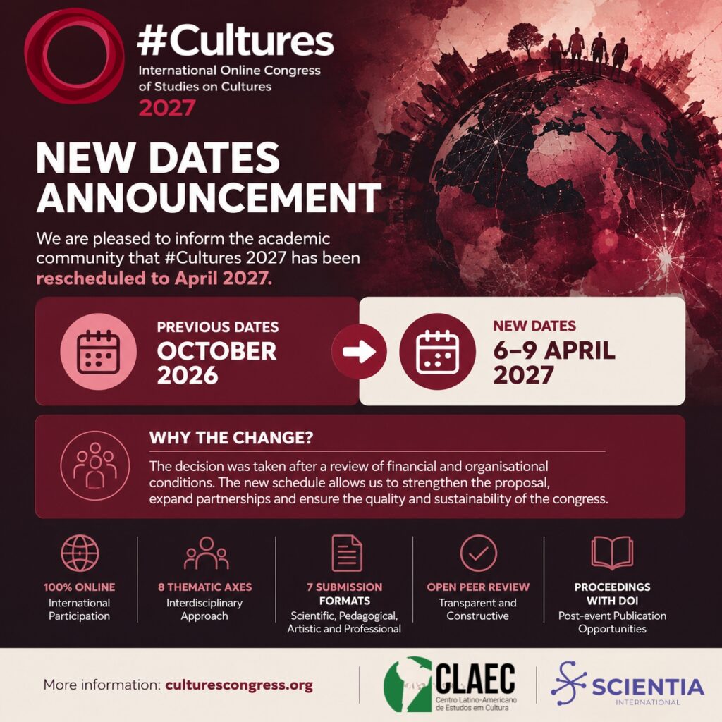 Announcement that #Cultures 2027 has been rescheduled from October 2026 to 6-9 April 2027